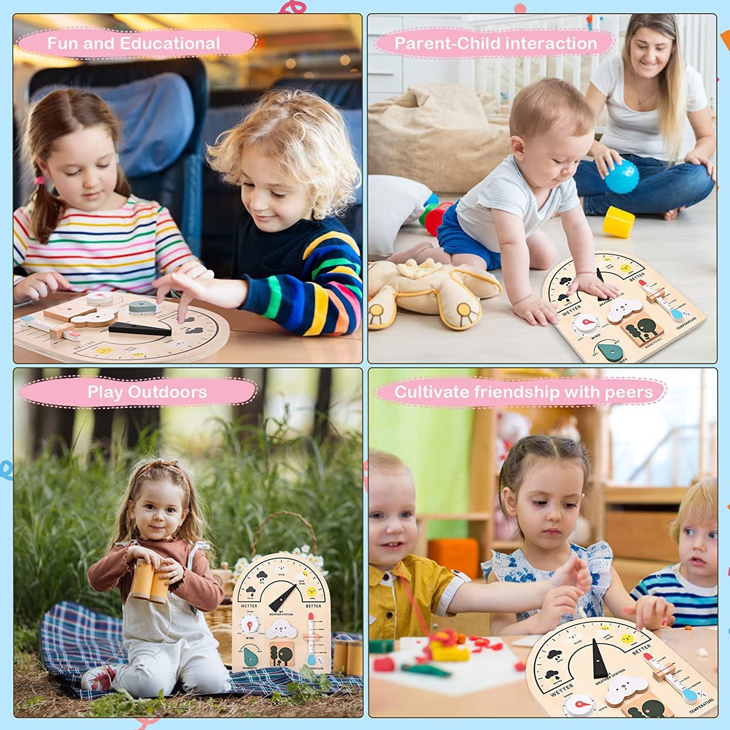 Drewniany Zestaw Pogodowy Dla Dzieci Montessori W Wersji Zajęciowej