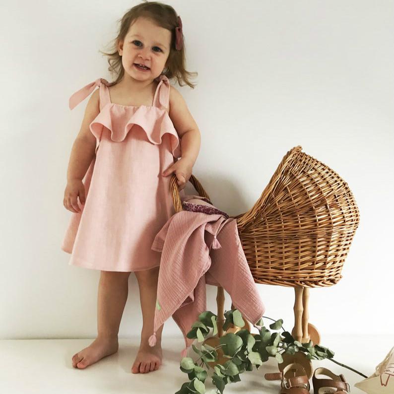 Dziecko Toddler Różowa sukienka z falbankami
