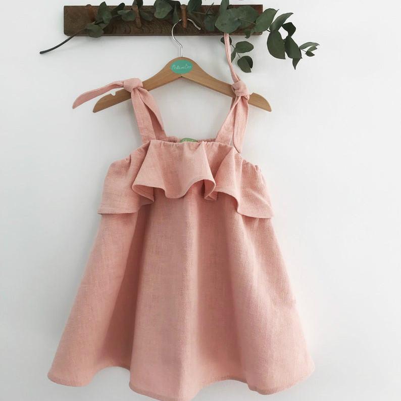 Dziecko Toddler Różowa sukienka z falbankami