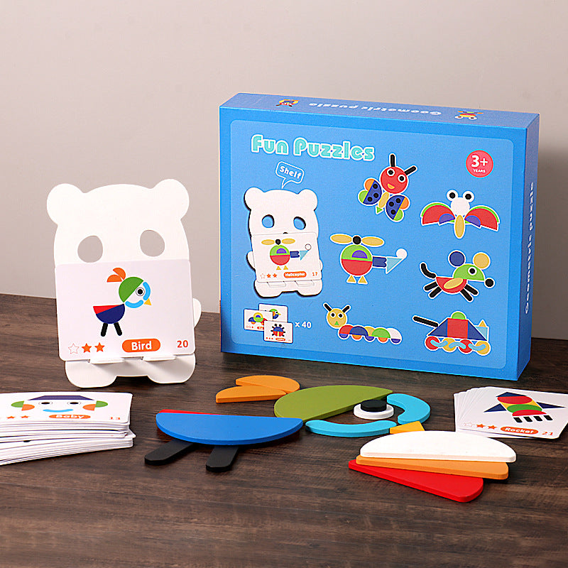 🎁Drewniane Zwierzęta Kreskówkowe Dla Dzieci Montessori Zabawne Puzzle Zabawki Edukacyjne