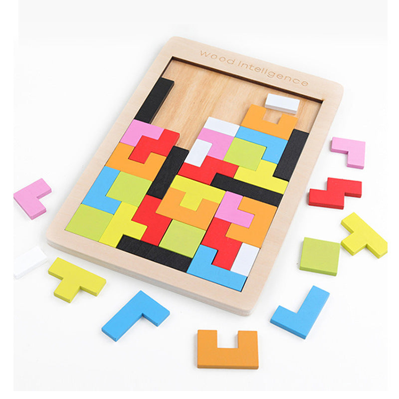 🎁Kolorowe Drewniane Puzzle Tetris