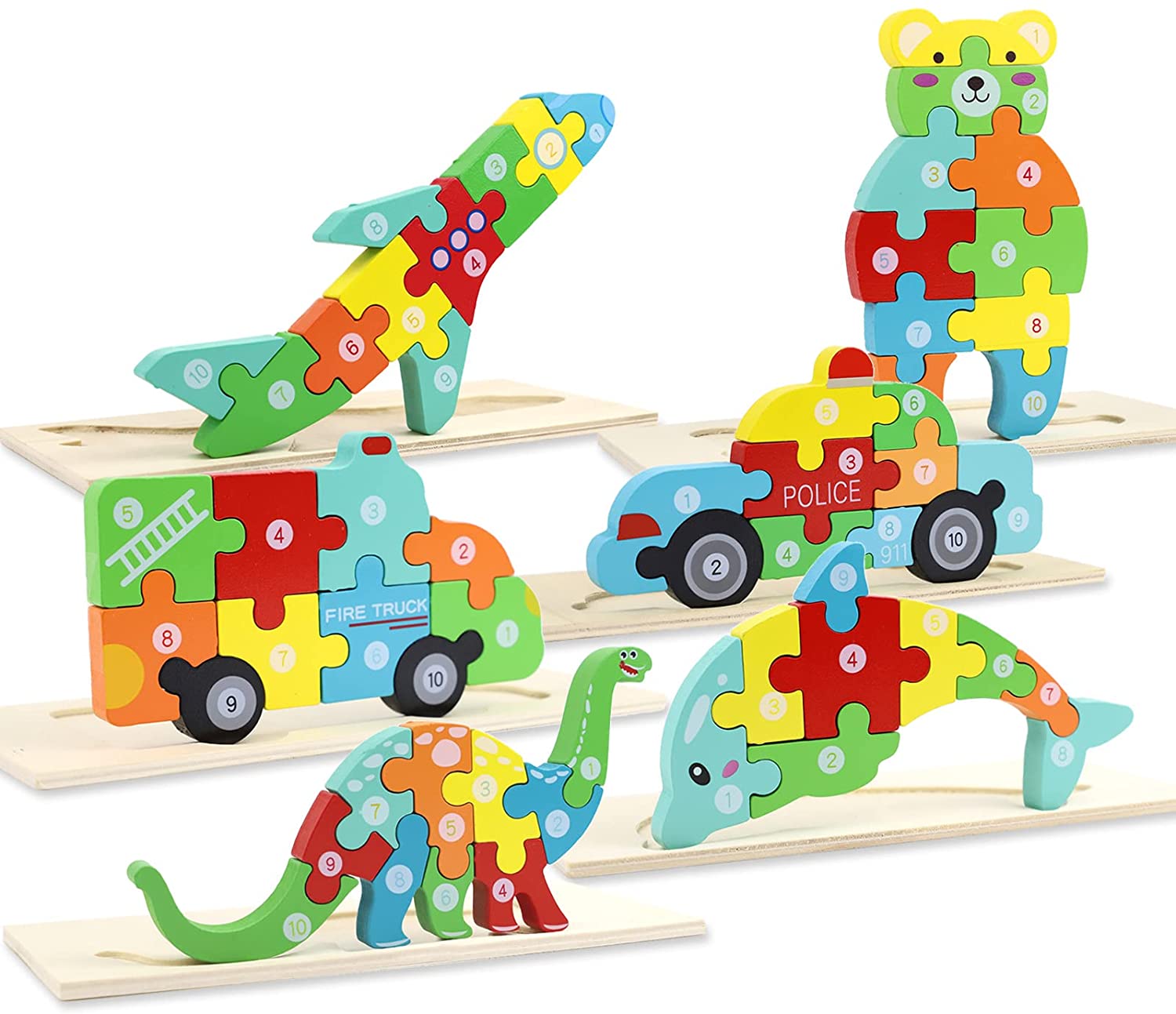 🎁Zabawki Drewniane Puzzle, Zabawki Edukacyjne Do Transportu Zwierząt