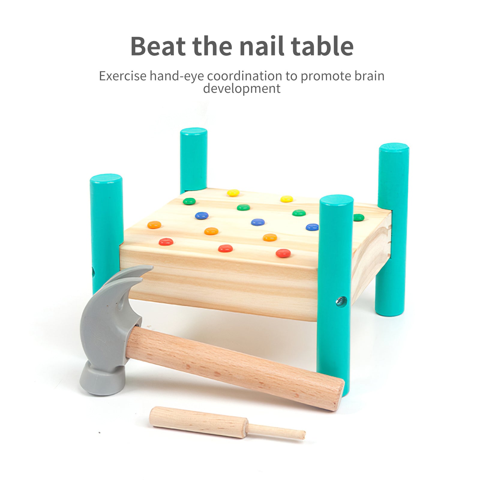 🎁Montessori Wood Children Kolorowe Knock Nails Tool Toy