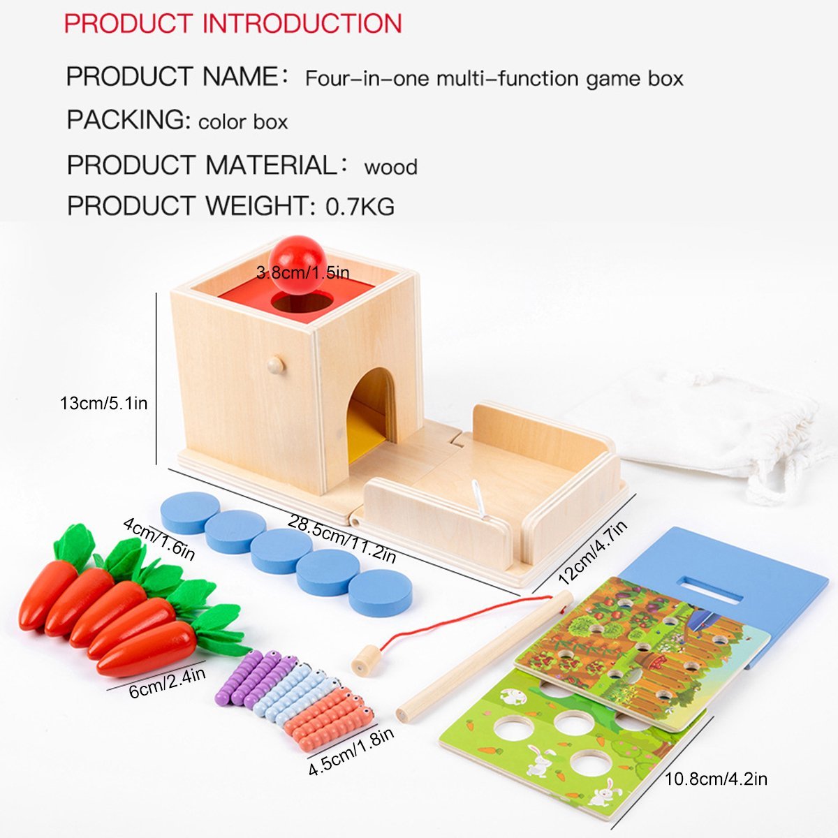 4 w 1 Montessori drewniane zabawki pudełko inteligencji