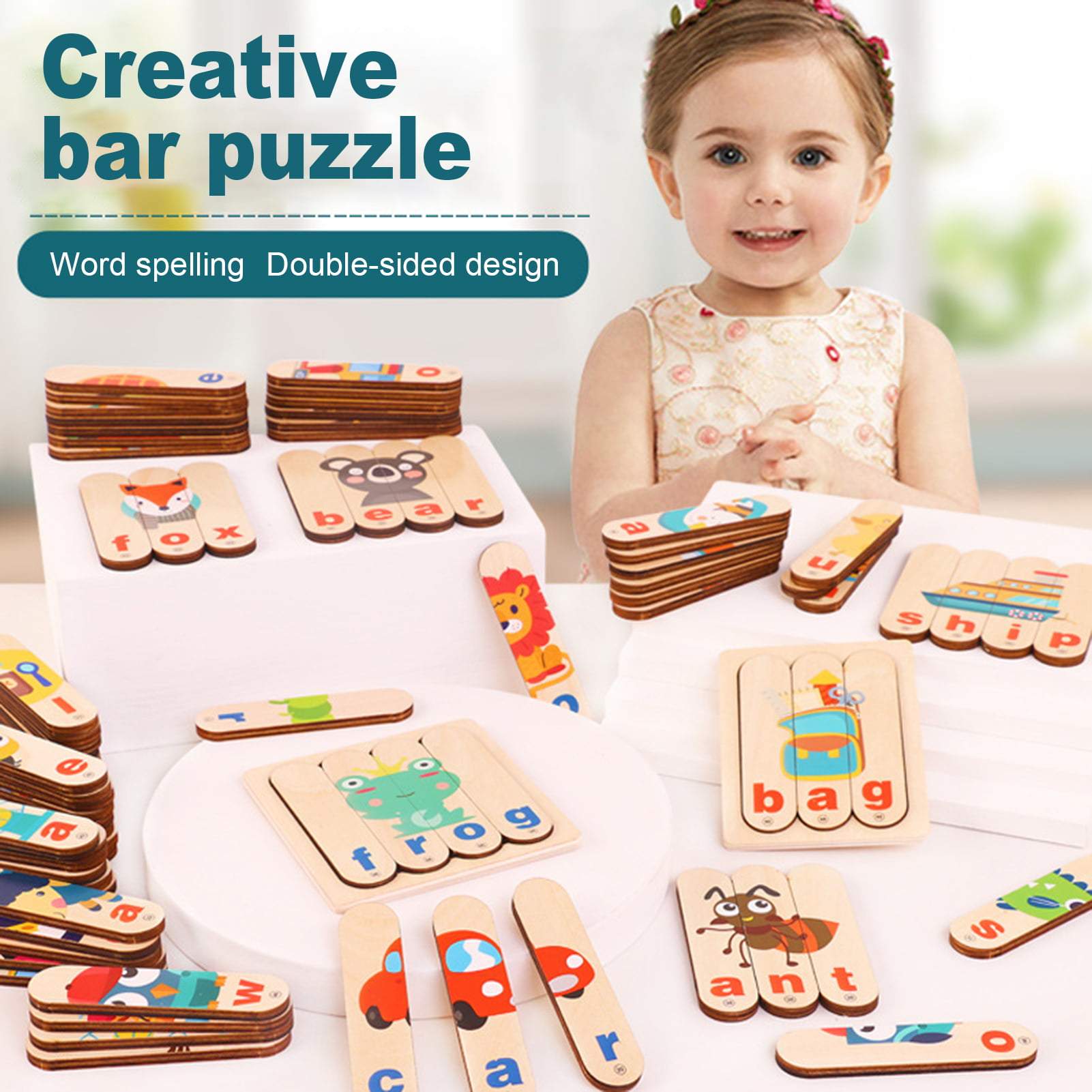 Drewniane Zabawki Dla Dzieci - Puzzle Słowne Dopasowujące Litery