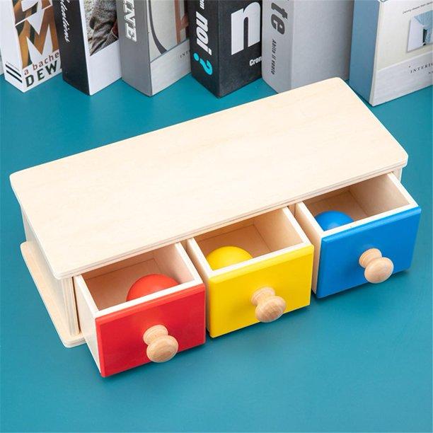 Dziecięca Drewniana Szuflada Na Kulki Trójkolorowe Zabawki Edukacyjne Montessori