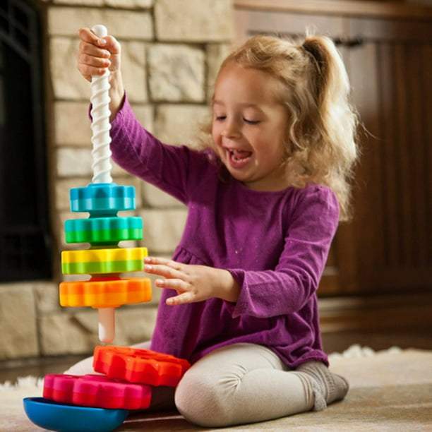 Tęczowa Wirująca Wieża Dziecięce Zabawki Wczesnoedukacyjne Do Układania