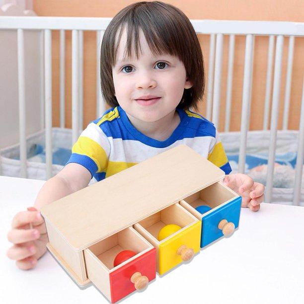 Dziecięca Drewniana Szuflada Na Kulki Trójkolorowe Zabawki Edukacyjne Montessori