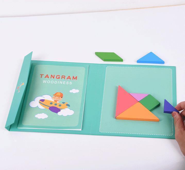 Drewniana Zabawka Magnetyczna Dla Dzieci Tangram - Pellelife
