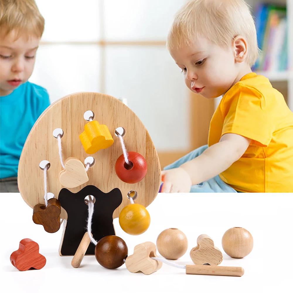 Zabawka Dla Dzieci Drewniana Leśna Z Koralikami