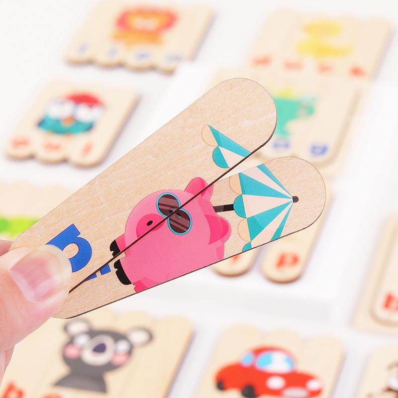 Drewniane Zabawki Dla Dzieci - Puzzle Słowne Dopasowujące Litery