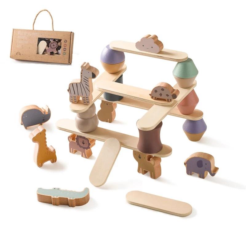 Dziecięce Zabawki Poznawcze Z Litego Drewna Do Układania, Wczesnego Uczenia Się