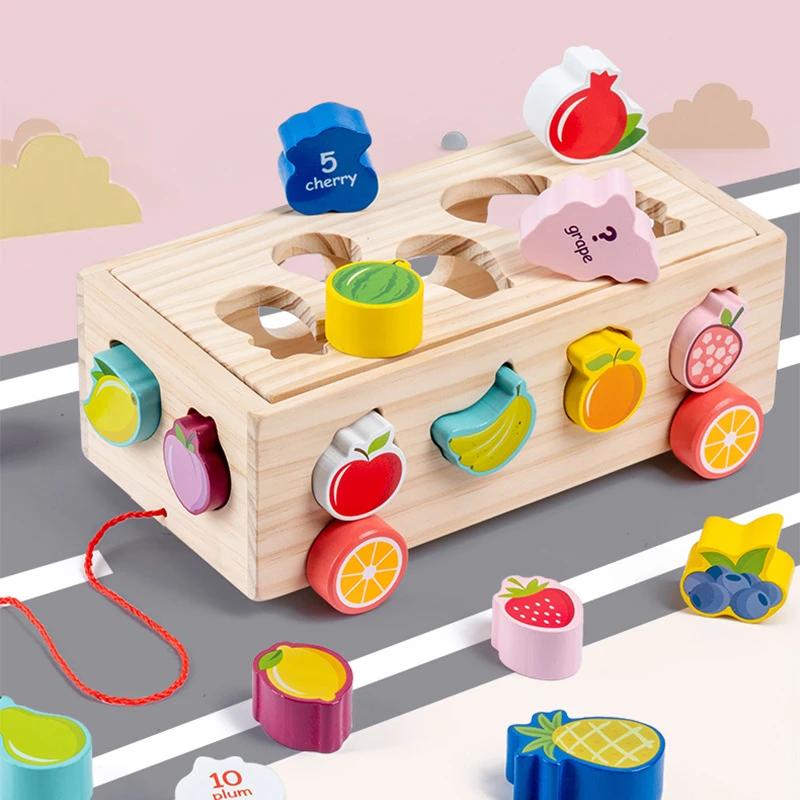 Drewniany Sad Samochodzik Kształt Asortyment Zabawki Montessori