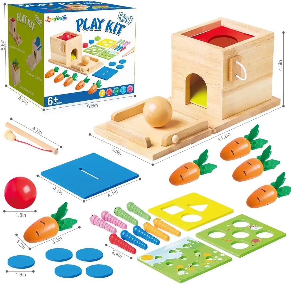 4 w 1 Montessori drewniane zabawki pudełko inteligencji