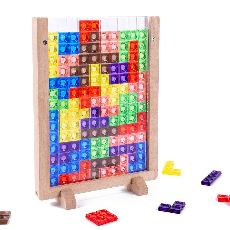 Przezroczyste Drewniane Klocki Logiczne Tetris