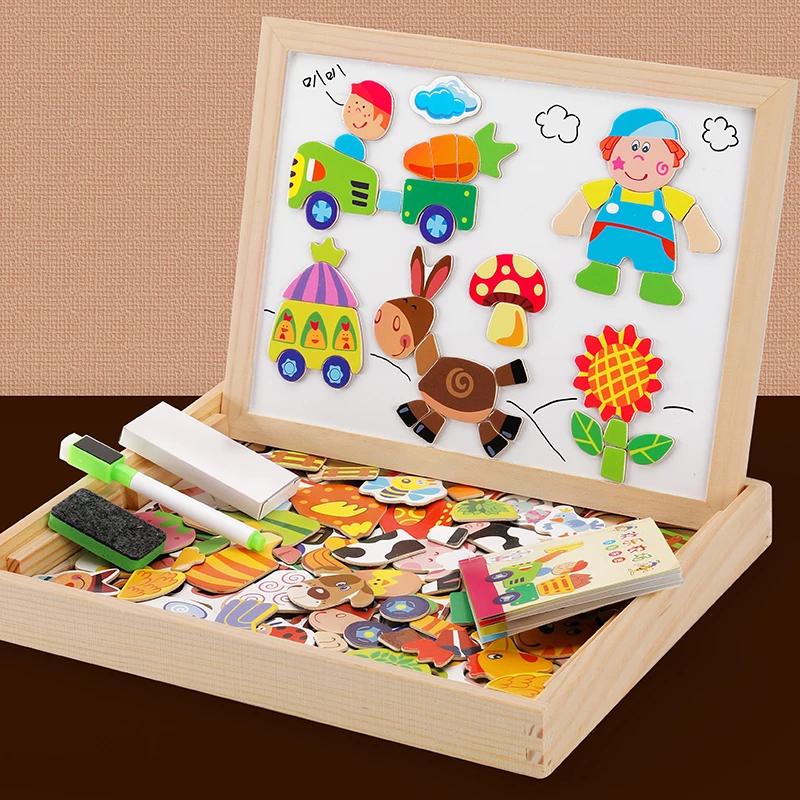 Dziecięce Drewniane Puzzle Magnetyczne Ze Zwierzętami Zabawki Edukacyjne