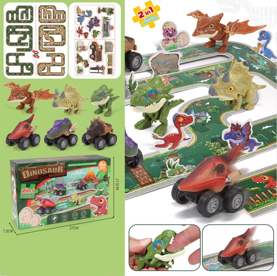 DIY Powrót Do Samochodu Dinozaurów Zabawki Puzzle Track