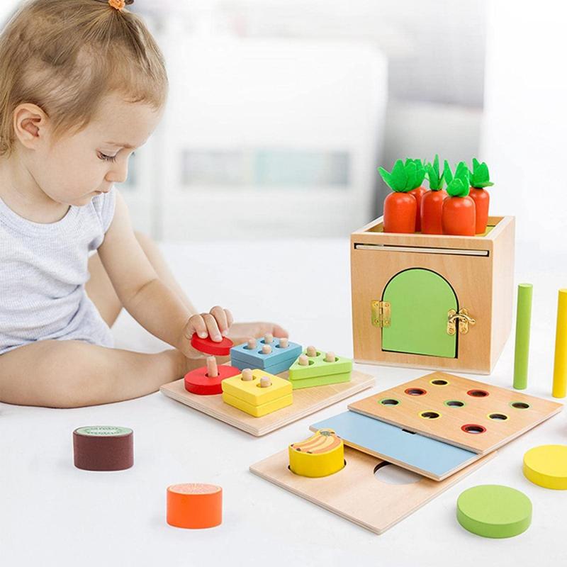 6 w 1 Montessori drewniane zabawki pudełko inteligencji