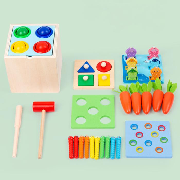 5 w 1 Montessori drewniane zabawki pudełko inteligencji