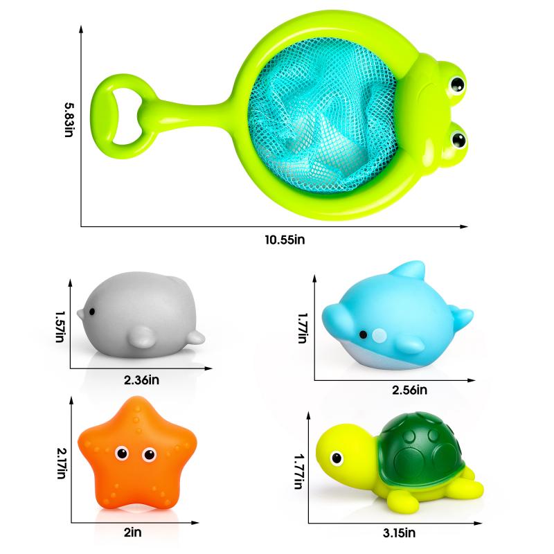 Zabawki Do Kąpieli Dla Dzieci Świecące Pływające Zwierzęta I Sieci Rybackie