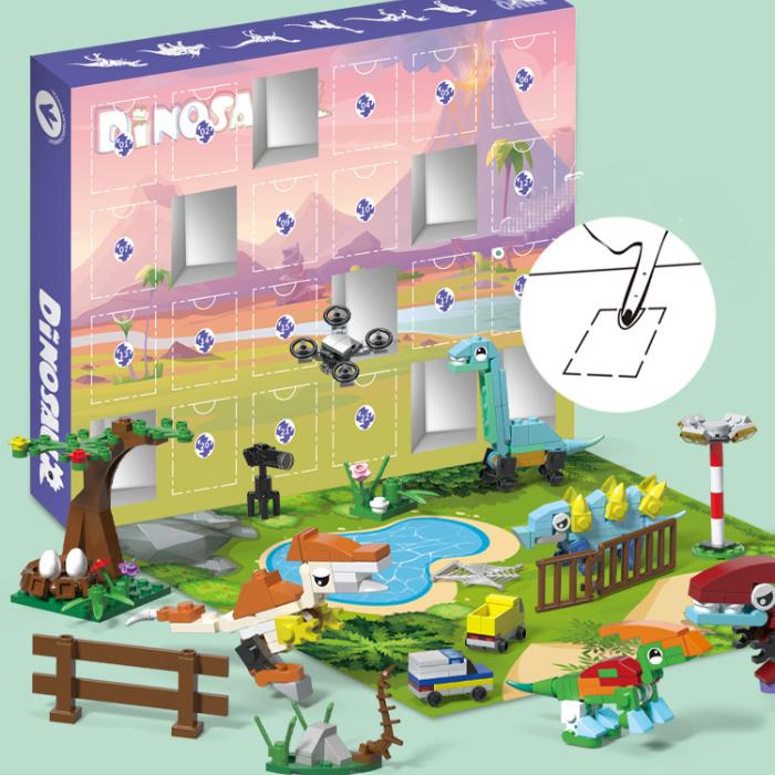 Dziecięcy kalendarz świąteczny odliczający czas dinozaur klocki budowlane blind box toys 24pcs