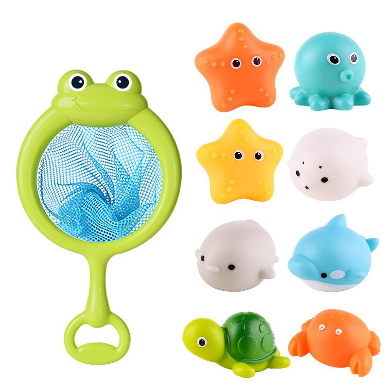 Zabawki Do Kąpieli Dla Dzieci Świecące Pływające Zwierzęta I Sieci Rybackie